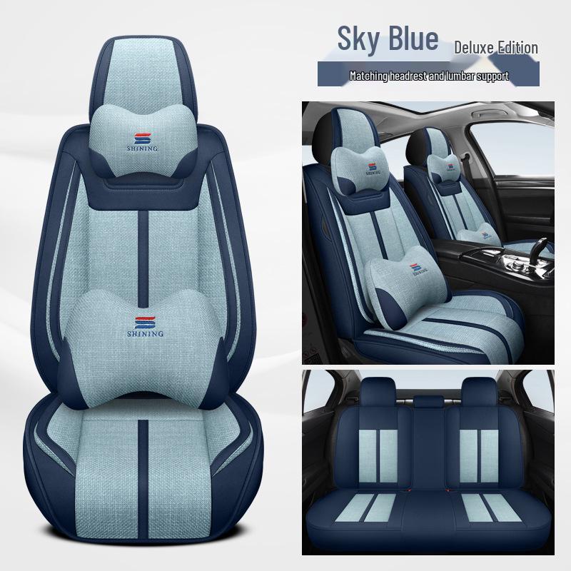 Linen Car Seat Cushion for Tiida, Qashqai, Sylphy, Teana, Sunny, Livina & Bluebird - Full Coverage