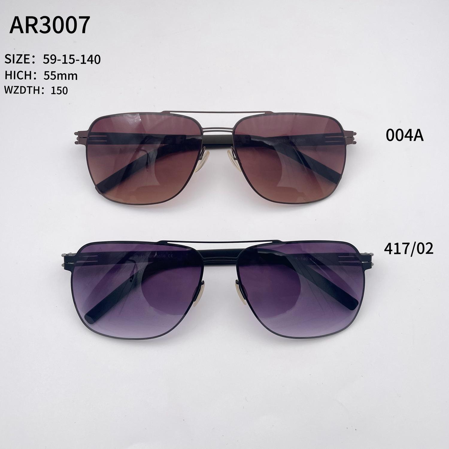

AR3007 Berlin Ultralight Steel Aviator Sunglasses, Screwless Double Bridge