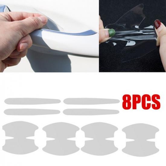 8pcs Car Door Bowl Anti-scratch Sticker Clear Auto Door Handle Protection Decal
