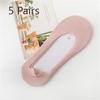 5 Pairs of Women's Summer Thin Solid Color Ice Silk Invisible Silicone Non Slip Socks
