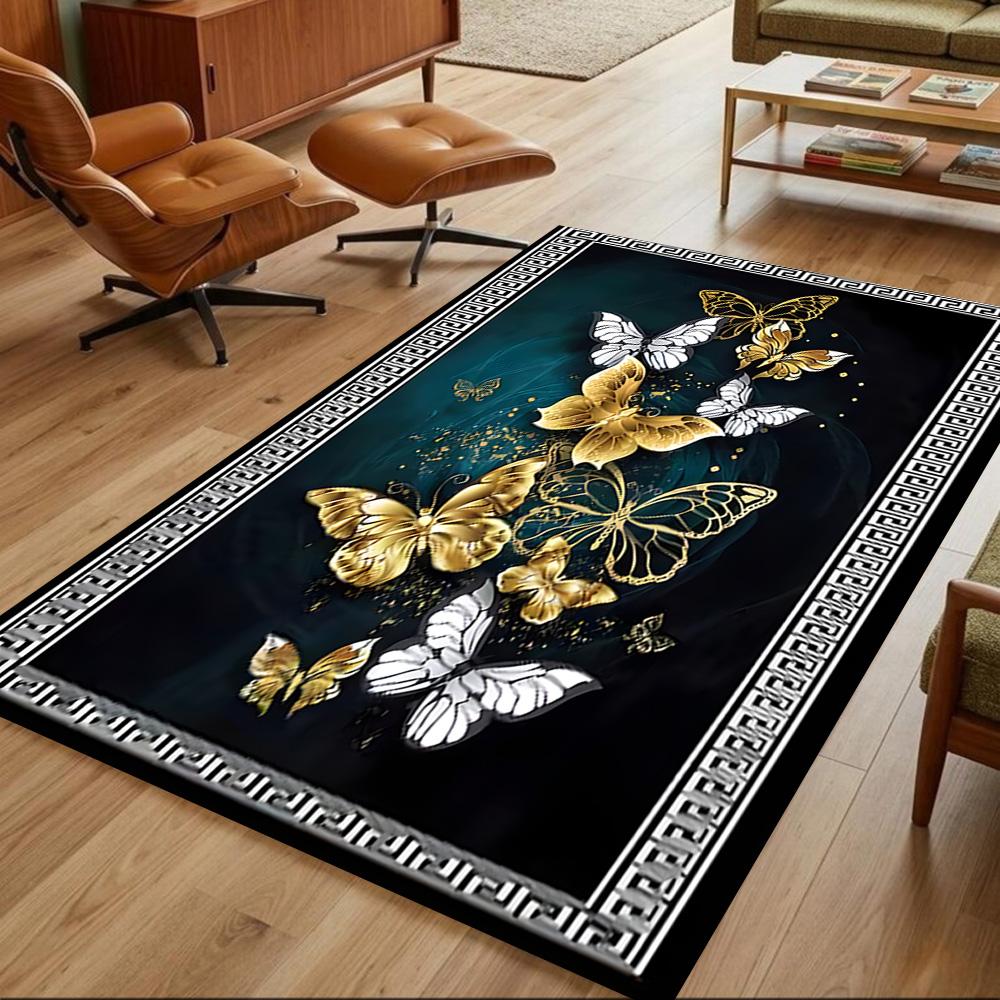 Purple Butterfly Night Magic Non-Slip Home Carpet Design for Office Decor Living Room Bedroom Gift