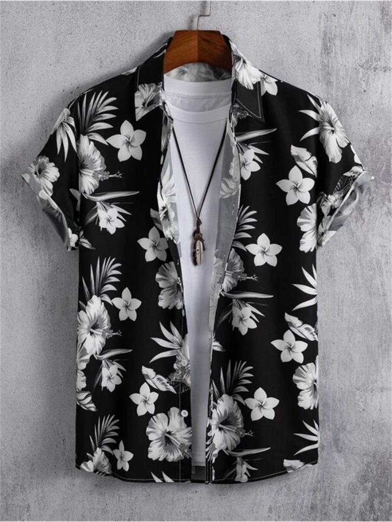 Hawaiian 3D Print Coconut Tree Top Men's Summer Beach Casual Clothing Street Outdoor Men's Shirt Loose Men's Clothing