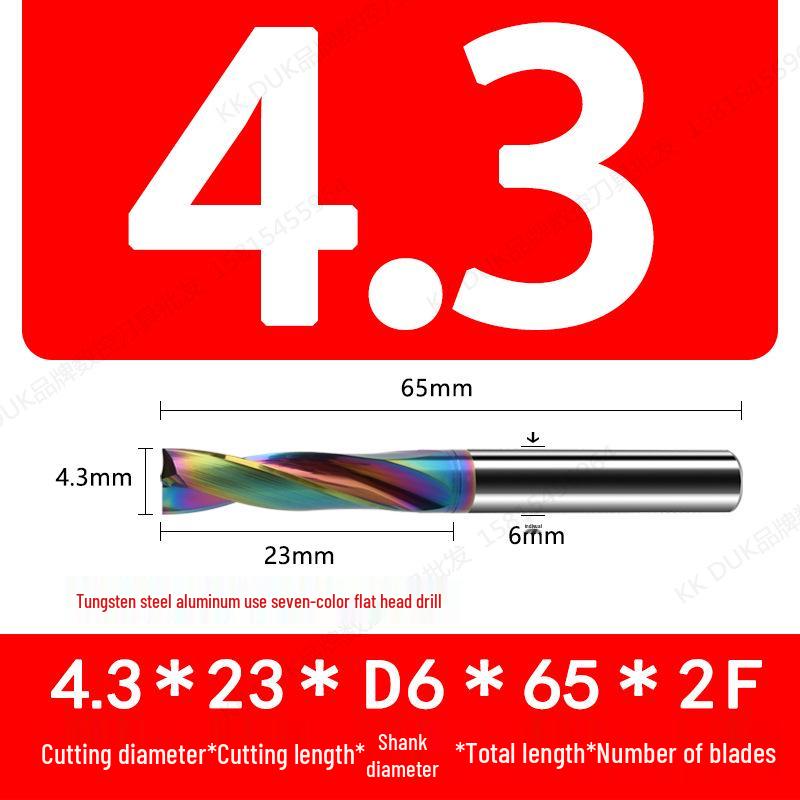Tungsten Steel Flat Head Drill Bit for Aluminum, 180°, 4.1-6.0mm (0.1mm Intervals)