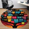 1pc Colorful Cats Office Round Area Rug, Indoor Mat Suitable ForOffice, Under Office Chairs Bedroom Living Room Home Decor, D125