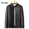 Yalu Herren 2025 Gepolsterte Lederjacke mit Stehkragen
