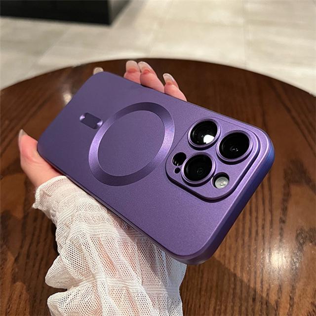 For iPhone 15 Pro Max Luxury Matte Magsafe Magnetic Soft Frame Phone Case For iPhone 11 12 13 14 16 Plus Lens Protective Cover