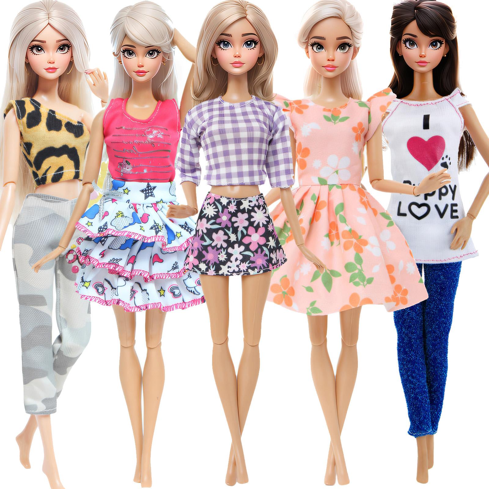 

5 комплектов кукольной одежды, повседневные модные наряды, вечерние мини-платья, юбки, рубашки для 1/6 куклы 11,5 дюймов, прекрасный подарочный набор для девочки, игрушка(НЕТ КУКЛ)