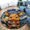 Felt Battle Pokemon Round Area Rug,Carpet Rug for Living Room Bedroom Sofa Playroom Decor,Non slip Floor Mat