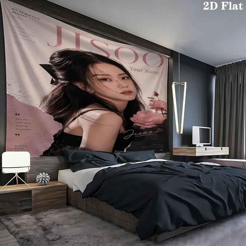 Blackpink Custom Name Wall Tapestry Aesthetic Wall Hanging Printed Fabric Blanket Decorative Tapestries for Bedroom Living Room Home Decor