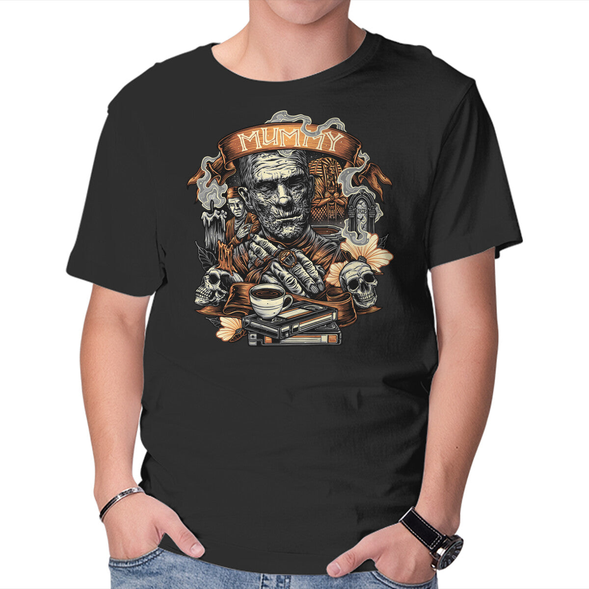 Unisex Crew Neck T-Shirt The Mummy Rises Again Graphic Short Sleeve Casual Tee XXXXL