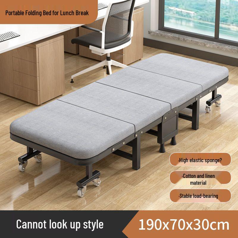 Adjustable Multi-Wheel Folding Bed for Office, Hospital, or Bedroom Use