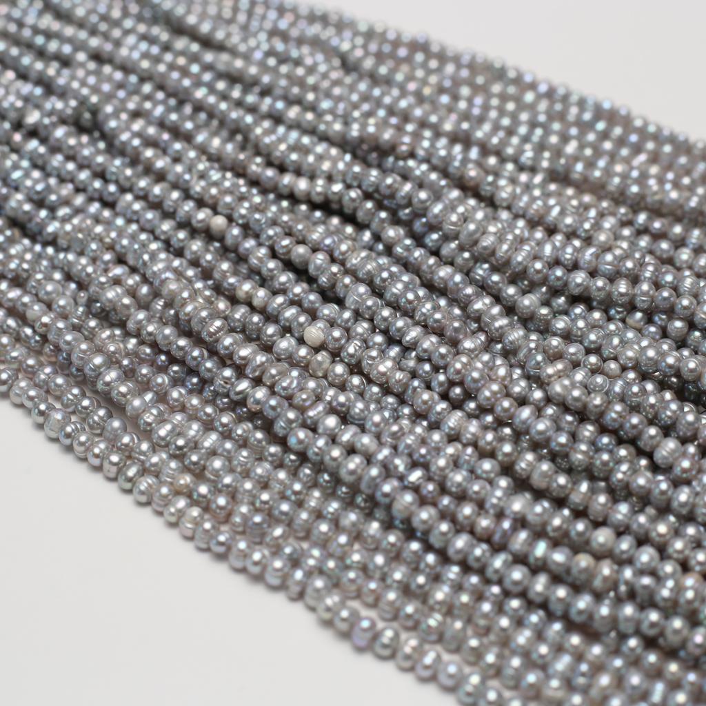 1 Snoer, Grijs Natuurlijke Zoetwaterparels Kralen voor Sieraden Maken DIY Knutselen (Kralen 3-4mm, Lengte 36cm)