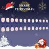Winter Christmas Short Square False Nails Set with Snowflake Full Cover Glossy Finish Manicure Nail Decoration 24Pcs