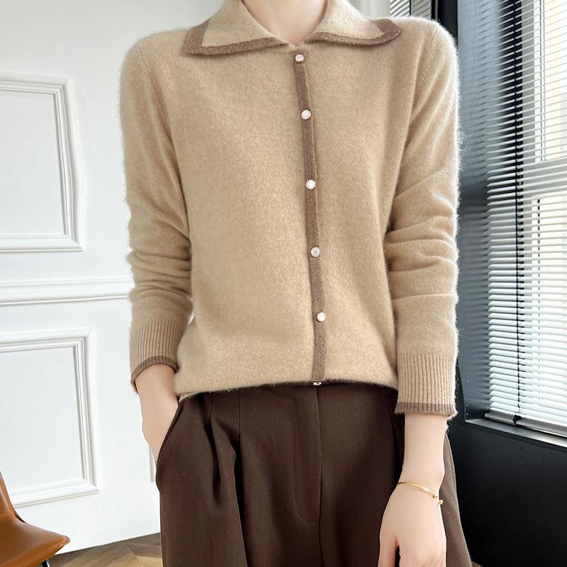 Women's Cashmere Cardigan Qinghe Cashmere 30% Cashmere 70% Wool Autumn and Winter Cashmere Cardigan Soft and Warm