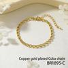 18K Gold-Plated Copper Modern Figaro Cuban Chain Hip Hop Bracelet - Versatile Daily Fashion