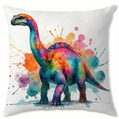 Home Decor Colorful Dinosaur Watercolor Pattern Pillow Covers Pattern Cushion Cover Suitable for Sofa Bedroom Car Pillow Cover