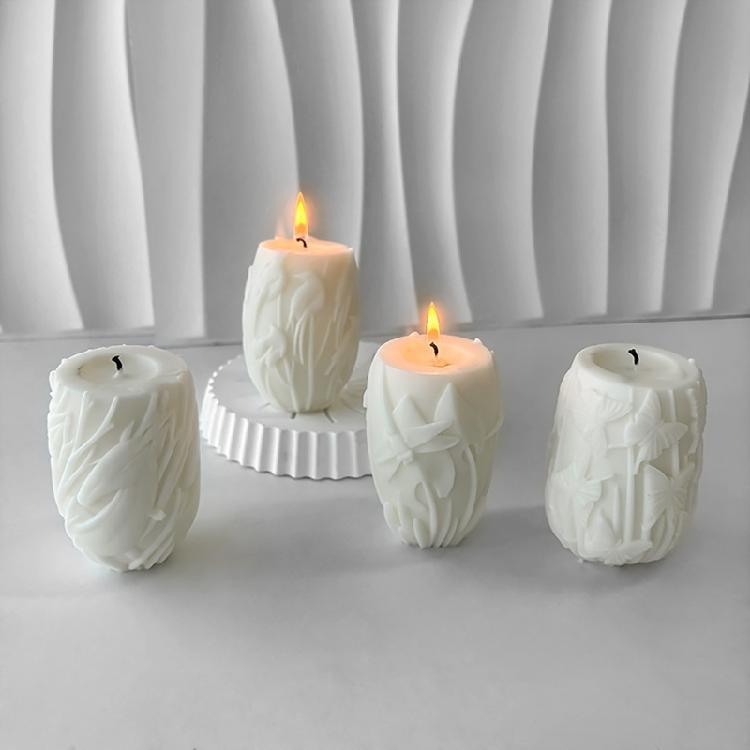 Silicone Molds for Relief Cylinder Scented Candle Sculptures Moulds Practical Silicone Molds for Scented Candle
