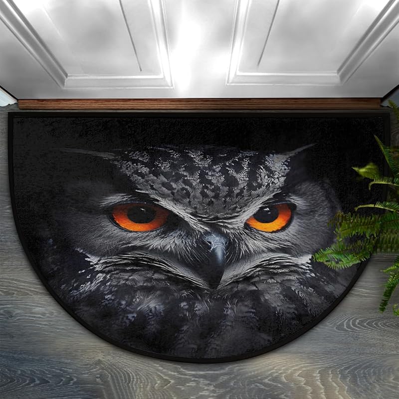 AUUXVA Vinyl Records Pattern Half Round Door Mat Indoor Entrance, Music Records Non Slip Absorbent Doormats, 24 X 36 Wear Resistant Semi Circle Floor