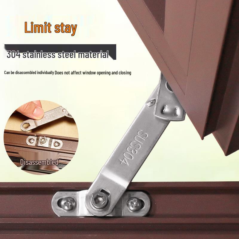 Aluminum Alloy Casement Window Wind Stopper with Stainless Steel and Plastic Elements