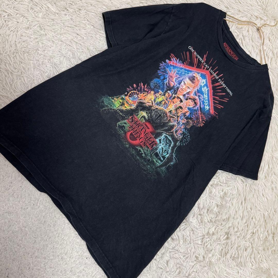 STRANGER THINGS Printed T-Shirt Black L Movie XXXXL