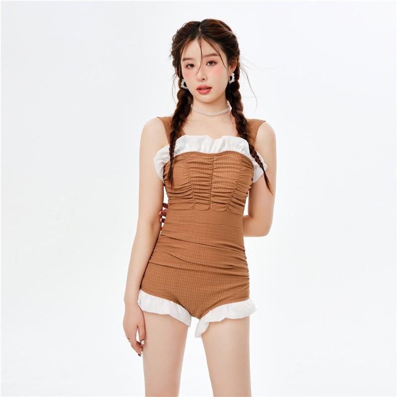 

Swimming Suit Women s One-piece Small Chest Gathered To Cover Abdomen Show Slimming Sanya Seaside Vacation Conservative Swimsuit One size fits all 85-120 kg коралловый