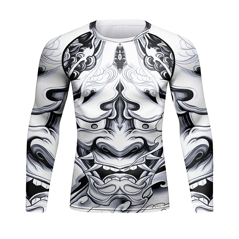 Custom Tattoo Men's Gym Compression Fitness Tshirt Masculine Sublimation Long Sleeve Rashguard BJJ Jiu Jitsu Boxing Jersey
