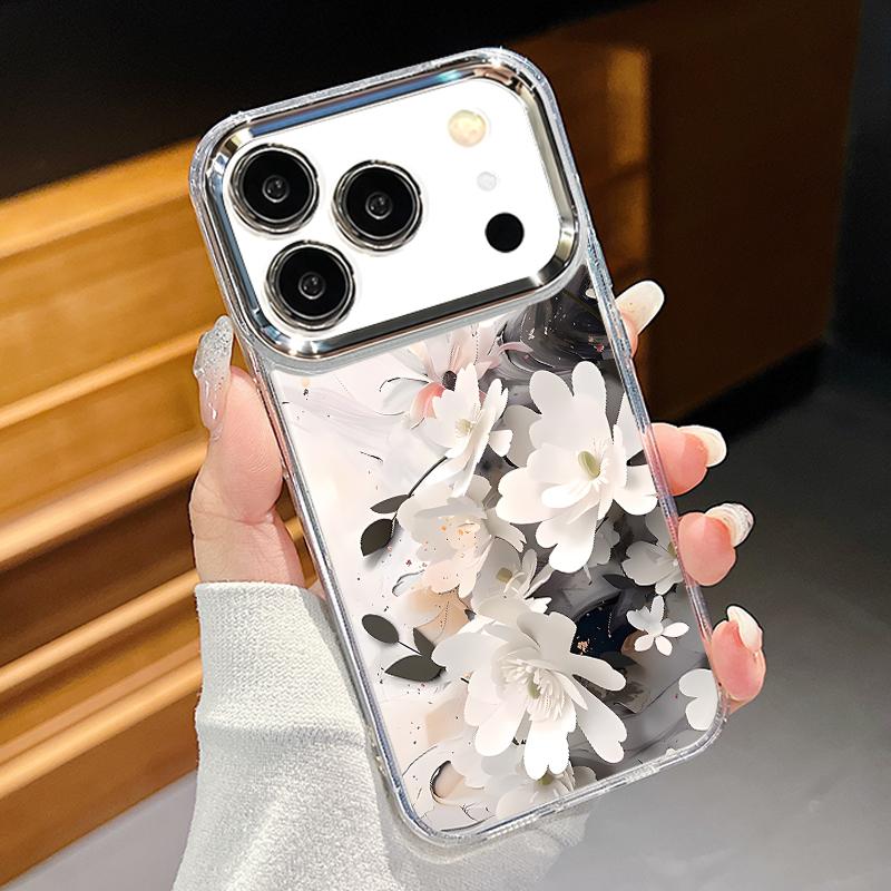 

Ретро-чехол с цветочным узором для iPhone 17 Pro Max Покрытие Рамка для камеры Прозрачный мягкий чехол для iPhone 16 15 14 13 Pro Max 11 16E 17E iPhone 17 прозрачный