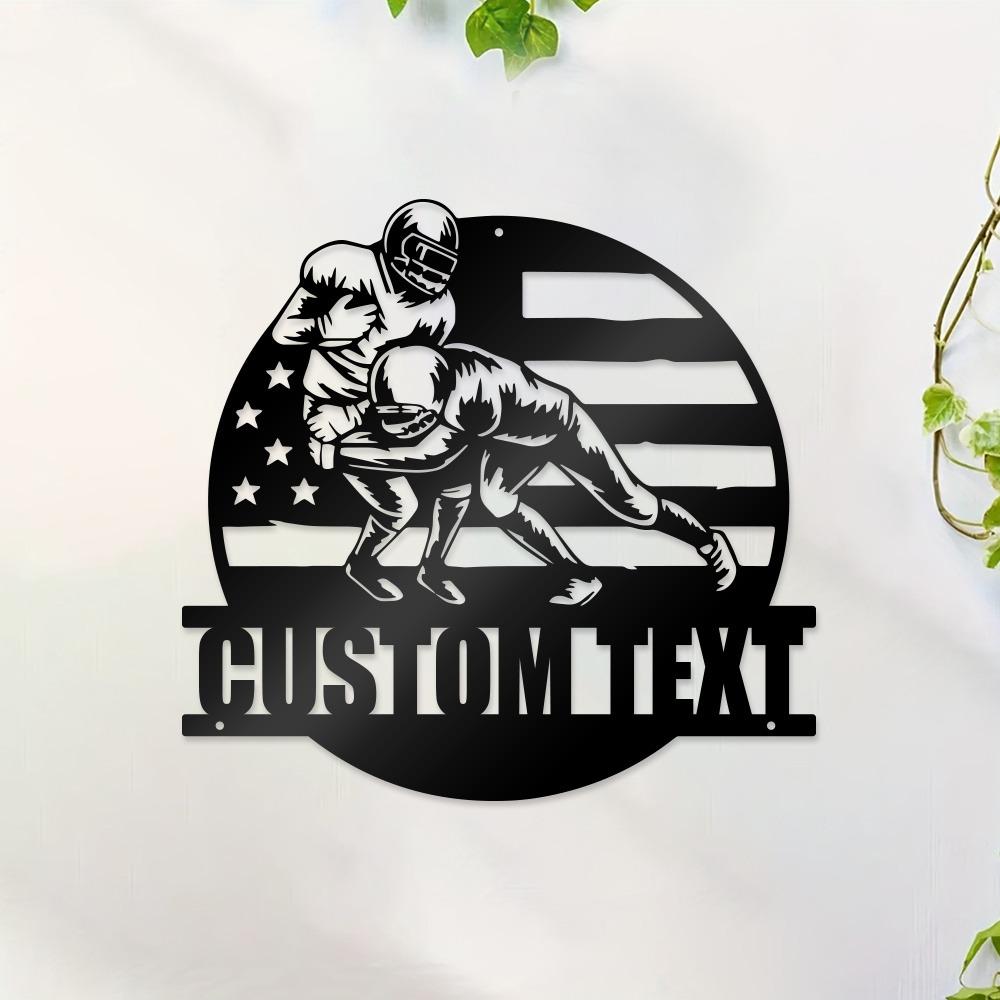 Tin Sign American Flag Metal Wall Art Decorative Plaque Personalized Family Name Indoor Outdoor Living Room Gift