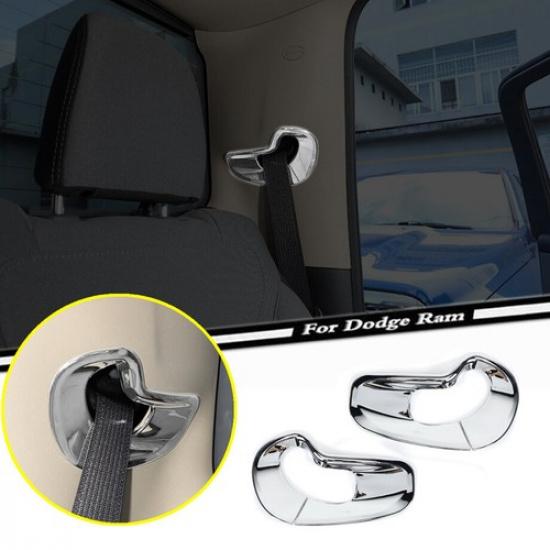 For 2019-2024 Dodge RAM 1500 ABS Chrome Interior Rear Seat Belt Cover Trim 2PCS