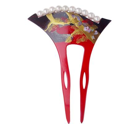 Beautiful Pearl and Gold Adorned Hairpin Two-pronged (WK2-4)