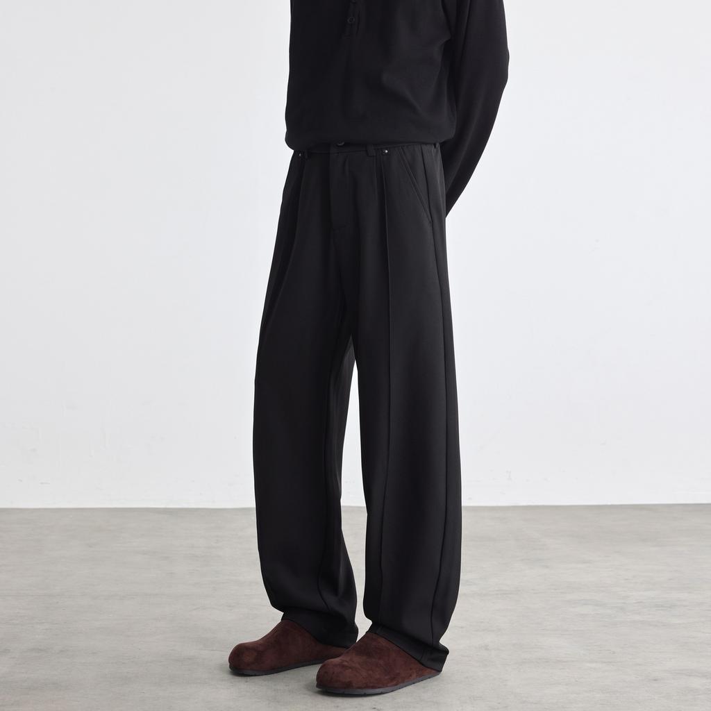 Men's Black Trousers Men's Straight Casual Suit Pants New Autumn and Winter Old Money Pants Drape Wide-leg Pants