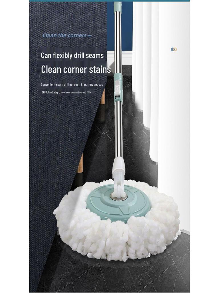 Thickened Rotary Mop Bucket with Auto Wringing, Cotton Mop Pad, Wet/Dry Dual Use for Quick Household Cleaning