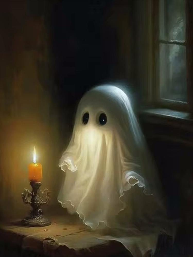 5D DIY Diamond Painting Cross Stitch Ghost Haunted Mountain Manor Dark Academy Gothic Halloween Ghost Cute Home Room Decor