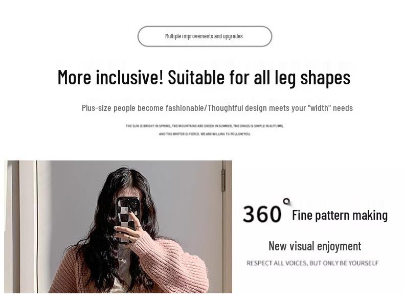 Petite Fleece-Lined Korean Rainbow High Waist Loose Wide-Leg Pants 145xs