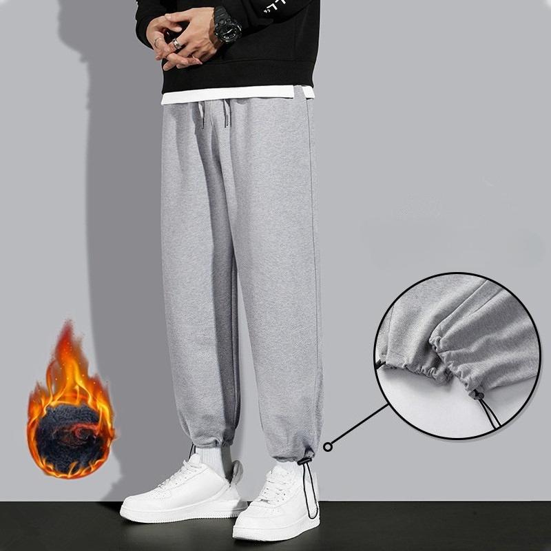 

Men s Autumn Winter Plus Size Korean Style Loose Cuffed Sweatpants Straight Leg Casual Running Fleece Lined Knit Long Pants 4XL