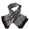 Used Stall Black Muffler Gray Shawl Fringe 100% Silk Unisex