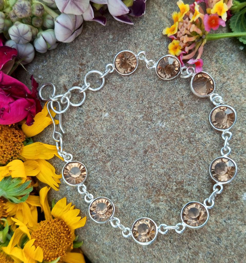 Faceted Topaz Gemstone 925 Sterling Silver Plated  1 pcs bracelet chris-br3