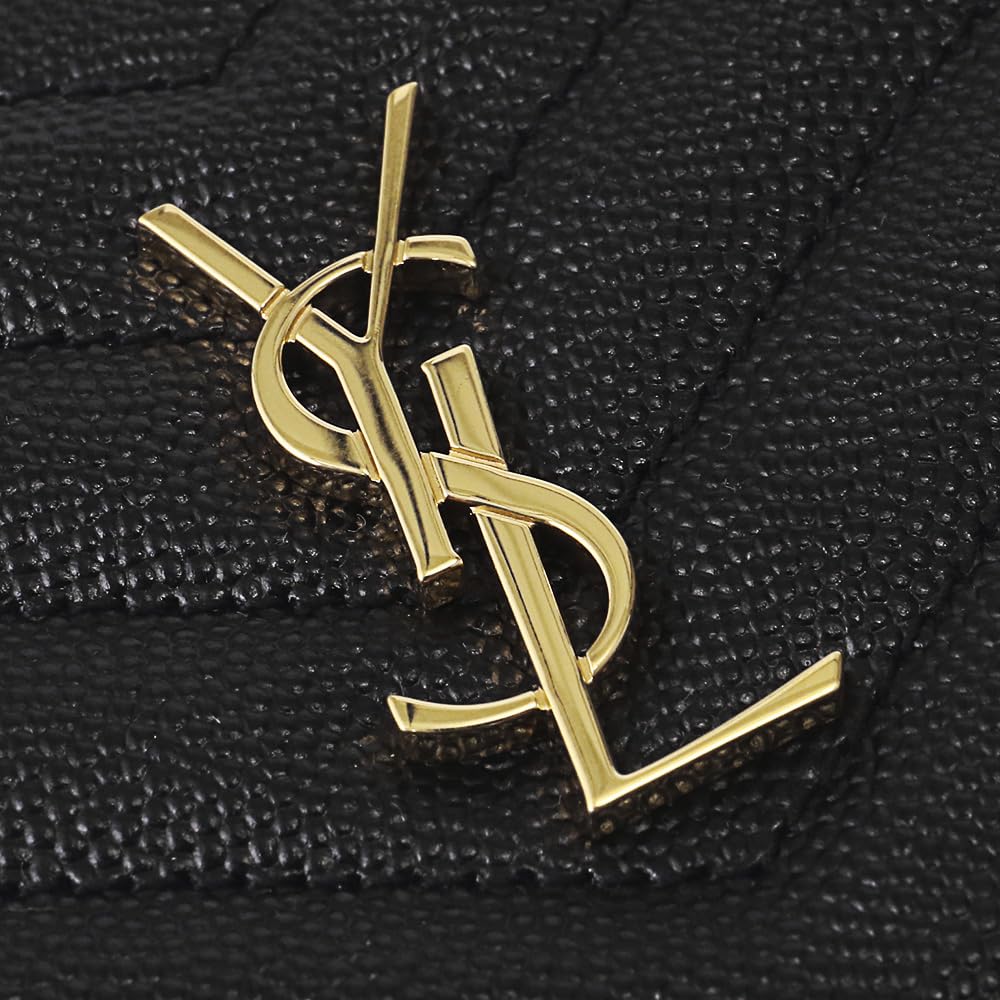Saint Laurent Women's Bifold Mini Wallet In Caviar Leather, Size 575879 BOW01 1000, Black [Parallel Import]