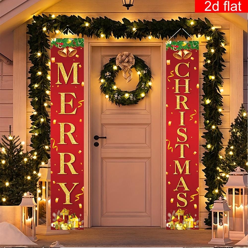 Merry Christmas Couplet Banner 1 Pair Polyester Indoor Outdoor Decor