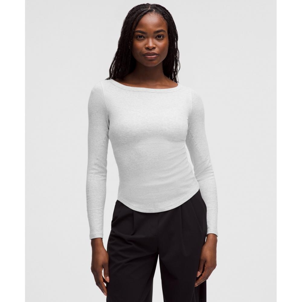 

Lululemon Hold Tight Boatneck Long Sleeve Shirt Heathered Core Ultra Light Grey 8