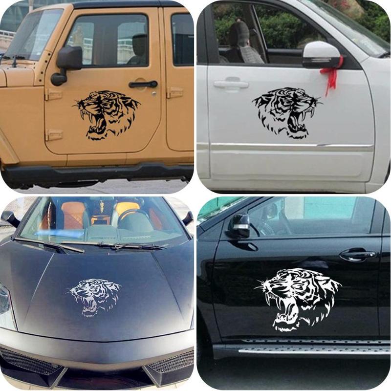 Adesivi per auto Adesivi per auto per cofano Adesivi per teste di tigre riflettenti Adesivi personalizzati per il corpo modificati 2 pezzi