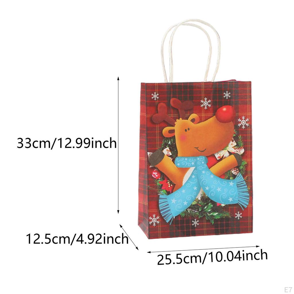 12 Christmas Paper Bags, Gift Wrapping Reusable Bags for Treats And Goodies