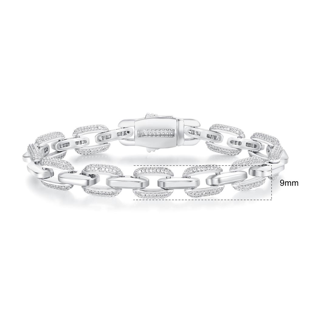 A Copper Inlaid Zircon Tennis Bracelet 9mm Cuban Bracelet Heavy Industry Design Viral Trends