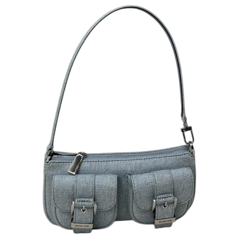 MICHAEL KORS Zoe Silver Hardware Denim Underarm Shoulder Bag Regular Women s Sky Blue синий