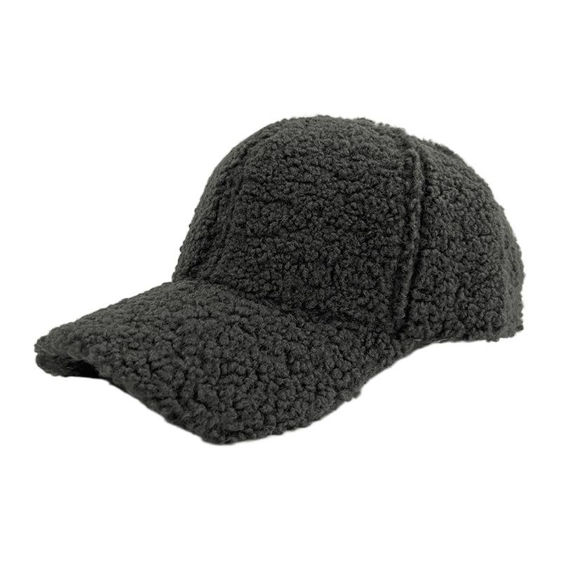 Cross-border Trendy 100% Polyester 6-Panel Baseball Cap Women's Adults Velvet Warm Duck Tongue Hat Autumn Winter Solid Color