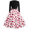 Print Flare Dress For Women Long Sleeve Dress Hollow Party Casual Dresses