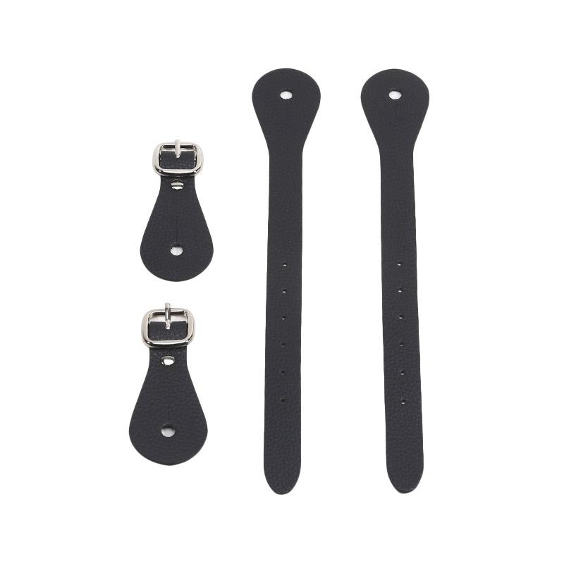 

1 Pair PU Leather Spur Straps Adjustable Western Cowboy Boot Accessories Non-Slip Horse Riding Gear for Adults чёрный