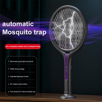Wiederaufladbarer elektrischer Insektenvernichter mit drehbarem Kopf, Fliegenklatsche und Mückenfalle mit Lampe für drinnen und draußen