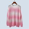 Autumn New Arrival Gradient Dyed round Neck Loose Long Sleeves Idle Style Knitting Sweater Mohair Lightweight Pullover Multicolor Women's Clothing
