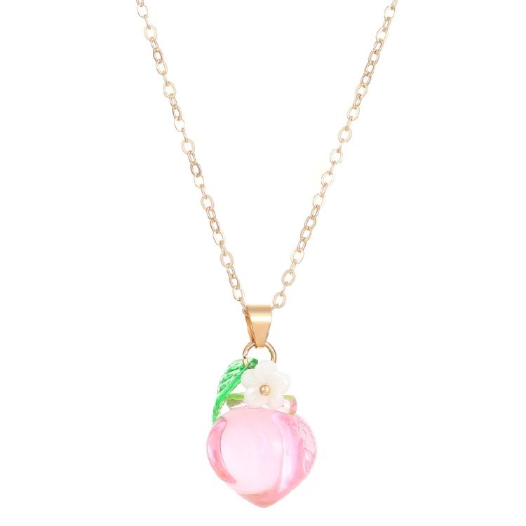 Stylish Strawberry/Peach Pendant Necklace Chain Necklace Handmade Fruit Pendant Necklace Perfect for Party Everyday Wear